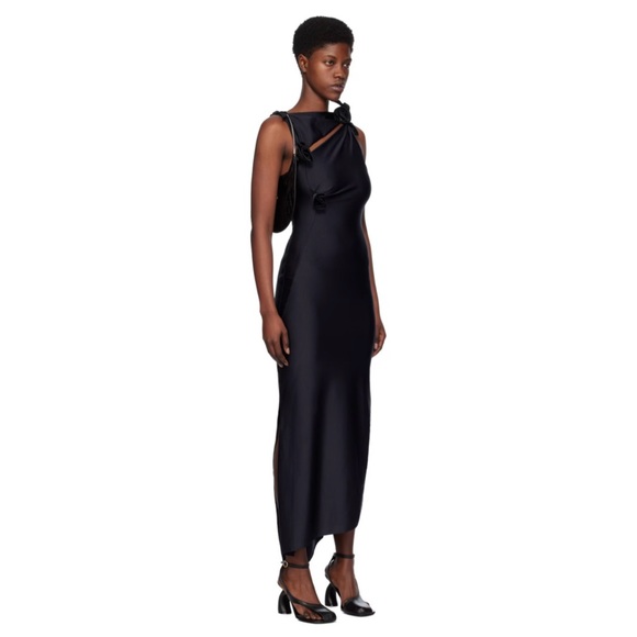 Coperni Black Asymmetric Flower Maxi Dress - Picture 4 of 6